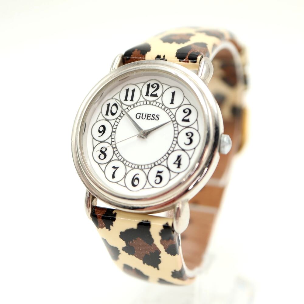 Vintage 1992 Guess Womens 34mm Victorian Dial Watch Leopard Print w New Battery